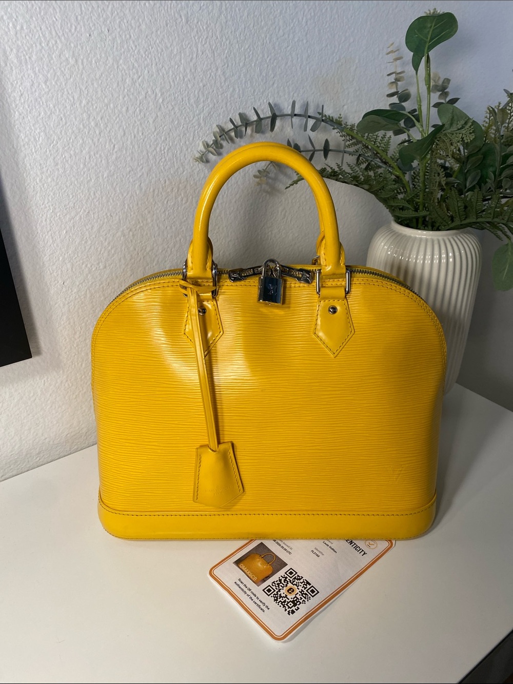 Louis Vuitton Alma PM Citron Epi Leather With Entrupy COA